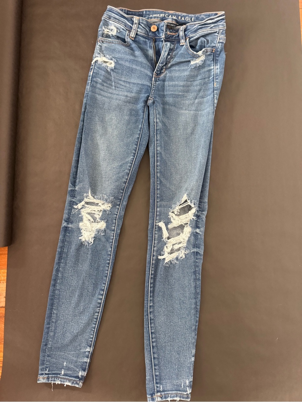 American Eagle Outfitters Slim Distressed Skinny Jeans - Medium Blue
